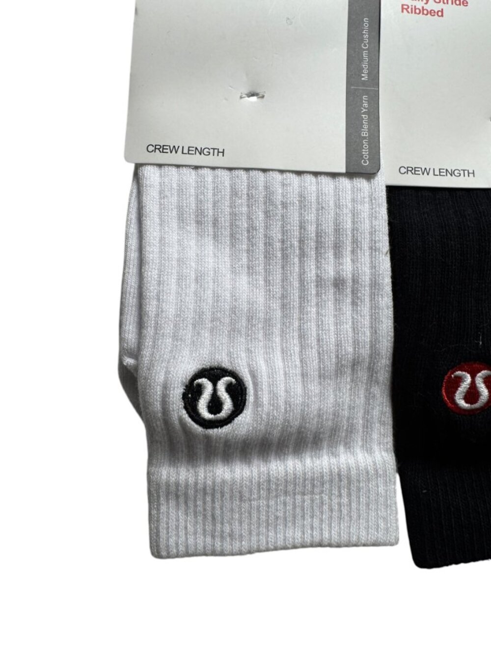 Lululemon Daily Stride Ribbed Crew Socks Medium Black White Lot of 2 NWT - Picture 3 of 6